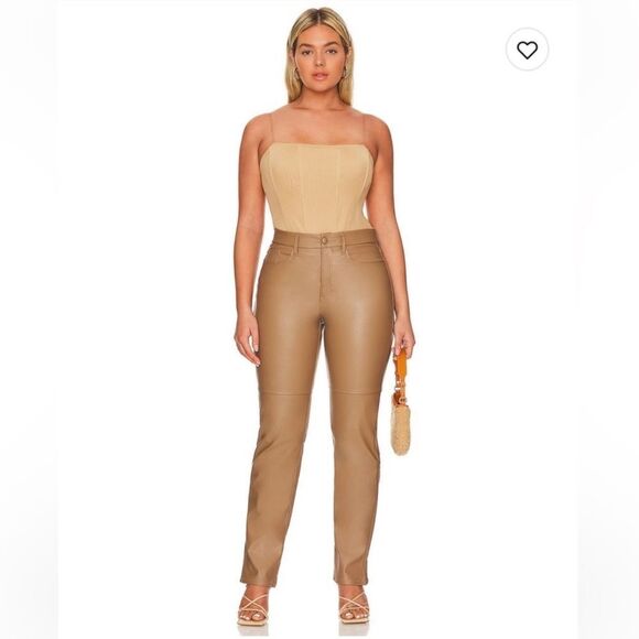 Good American Better Than Leather Good Boy Pants Warm Caramel Women New! - Picture 1 of 12